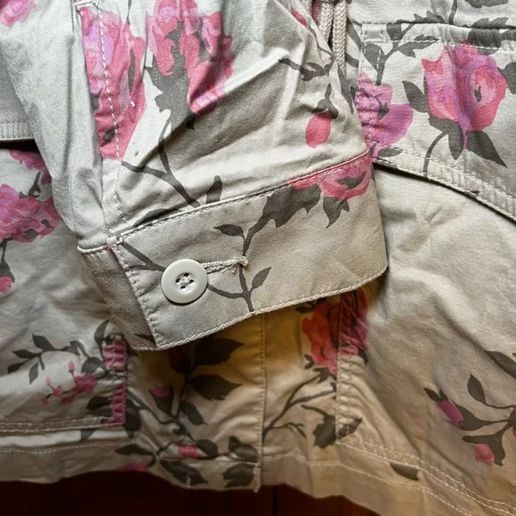 Lane Bryant Army Green Coat – Rose Pattern, Zip & Button Front - Picture 5 of 7